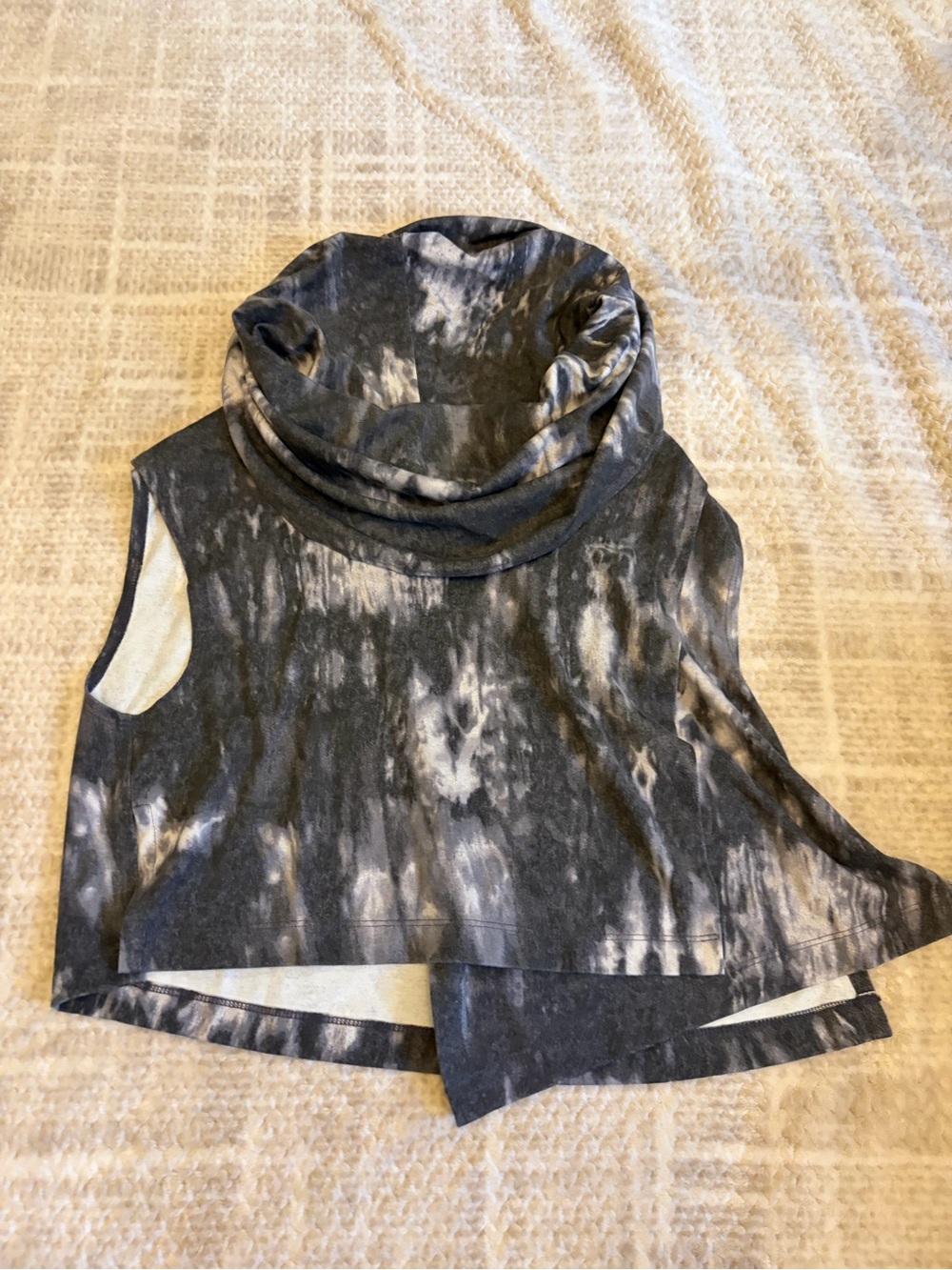 Bryn Walker Made in USA Abstract Print Cowl Neck Asymmetrical Top